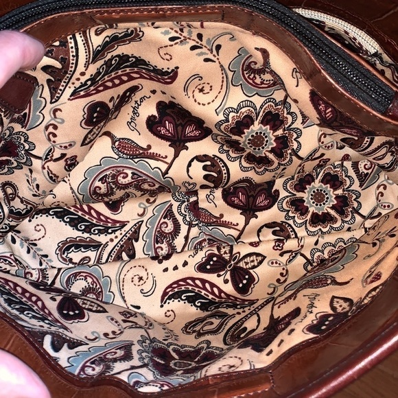 BRIGHTON Alligator Embossed Leather Handbag - Whiskey - Picture 13 of 17